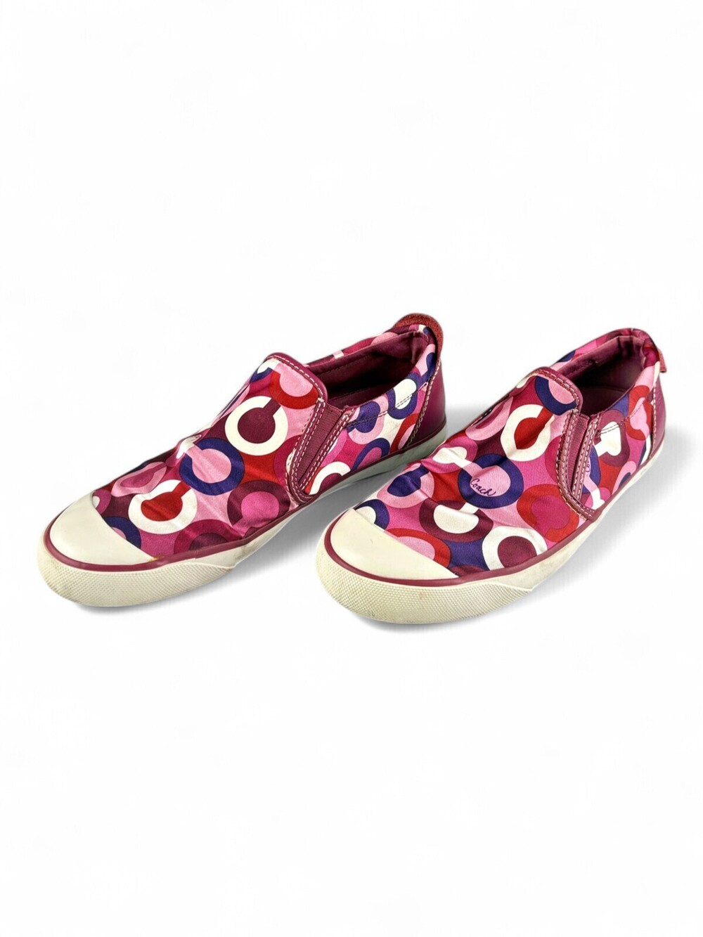Coach Women's Slip-On Sneakers Pink Circle Print Sz 7.5
